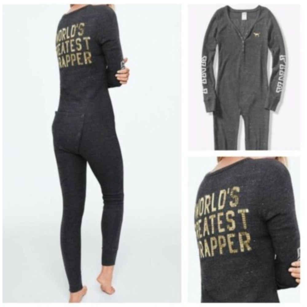 Victoria's Secret PINK "Worlds Greatest Wrapper" ONE‎ PIECE PAJAMAS size M